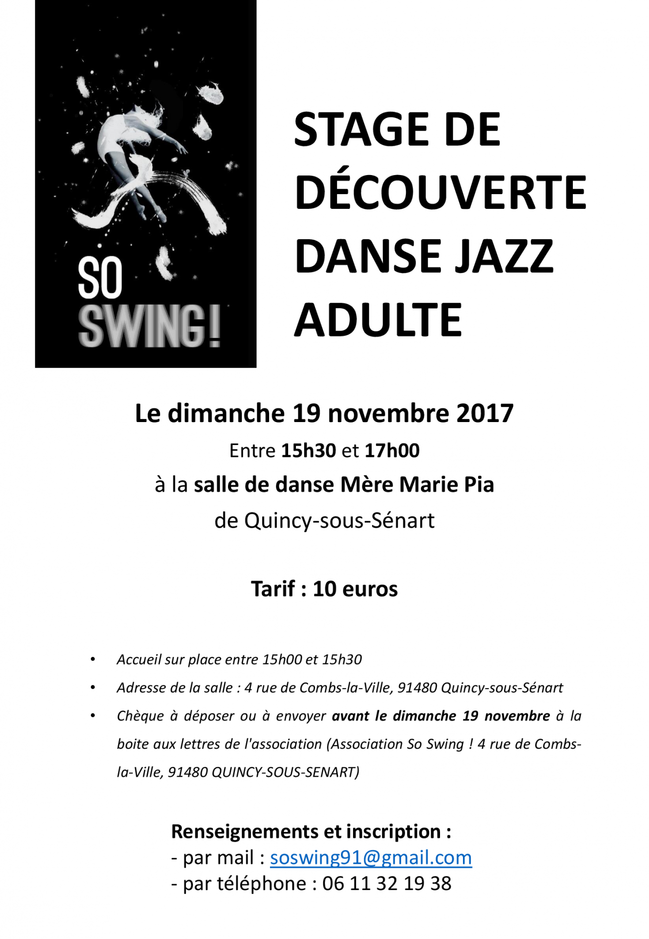 Stage de découverte danse jazz adultes - So Swing !